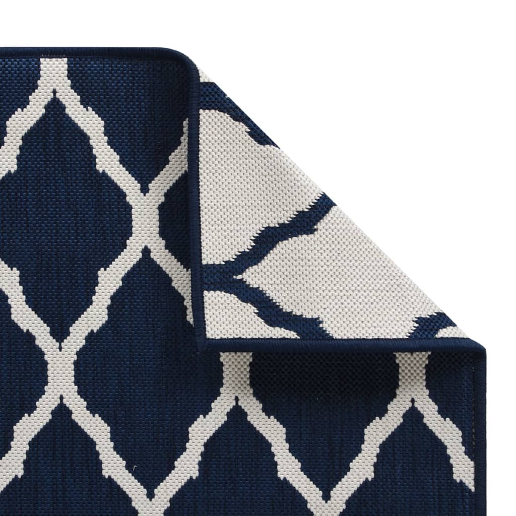 vidaXL Outdoor-Teppich Marineblau Weiß 80x150 cm Beidseitig Nutzbar