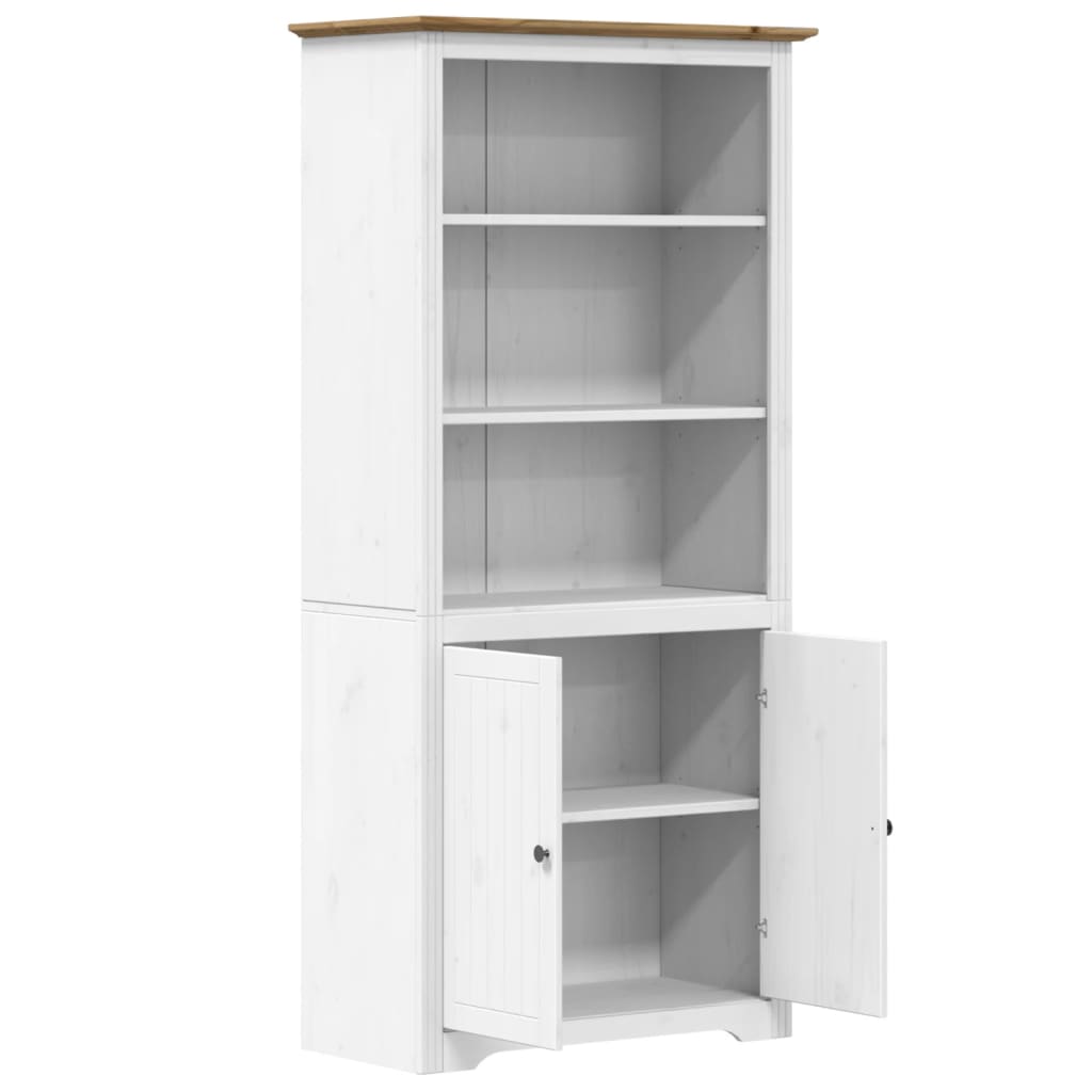 vidaXL Bücherregal BODO Weiß und Braun 82x40x173 cm Massivholz Kiefer