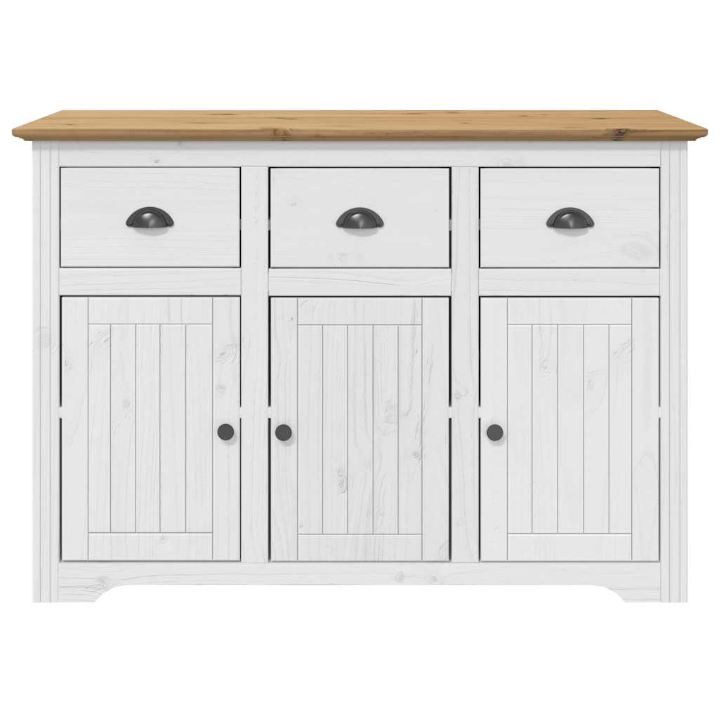 vidaXL Sideboard BODO Weiß und Braun 115,5x44x80 cm Massivholz Kiefer