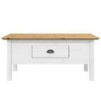 vidaXL Couchtisch BODO Weiß und Braun 100x55x46 cm Massivholz Kiefer