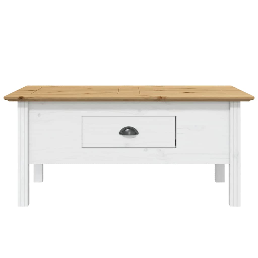 vidaXL Couchtisch BODO Weiß und Braun 100x55x46 cm Massivholz Kiefer