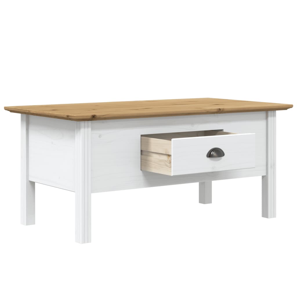 vidaXL Couchtisch BODO Weiß und Braun 100x55x46 cm Massivholz Kiefer