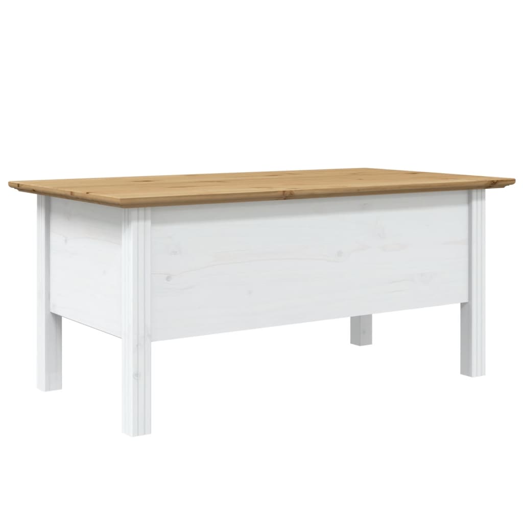 vidaXL Couchtisch BODO Weiß und Braun 100x55x46 cm Massivholz Kiefer