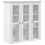 vidaXL Vitrinenschrank mit Glastüren BODO Weiß Massivholz Kiefer