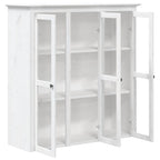 vidaXL Vitrinenschrank mit Glastüren BODO Weiß Massivholz Kiefer