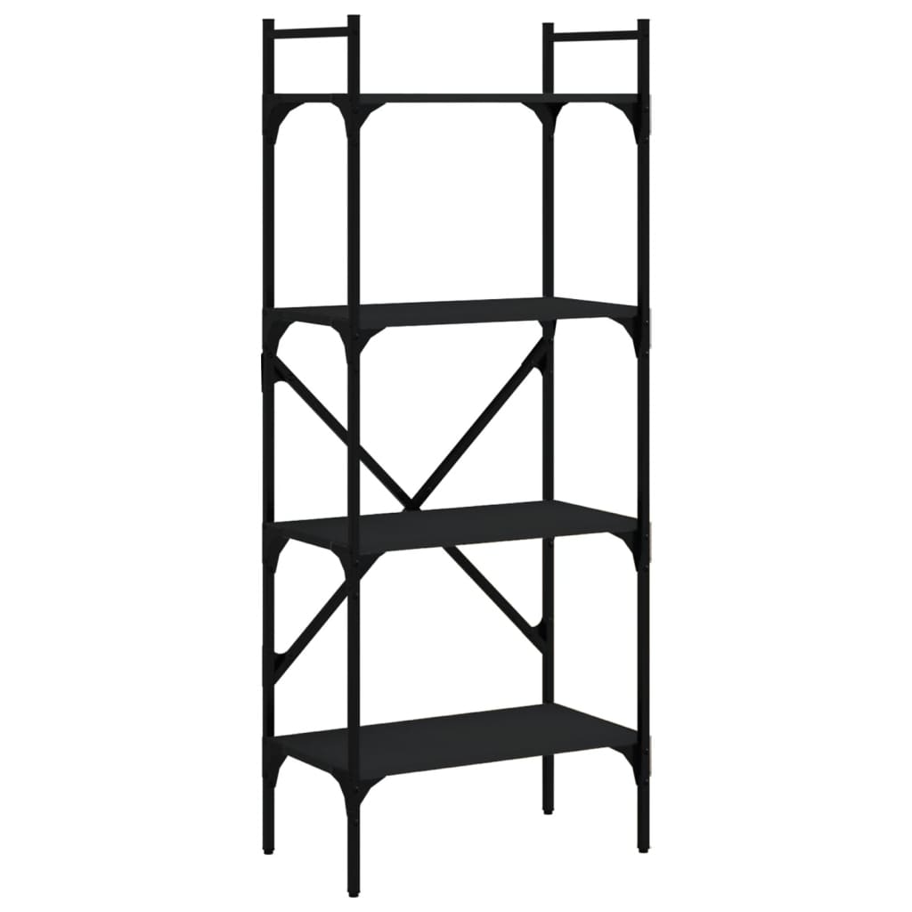 vidaXL Bücherregal 4 Fächer Schwarz 56x31,5x138,5 cm Holzwerkstoff