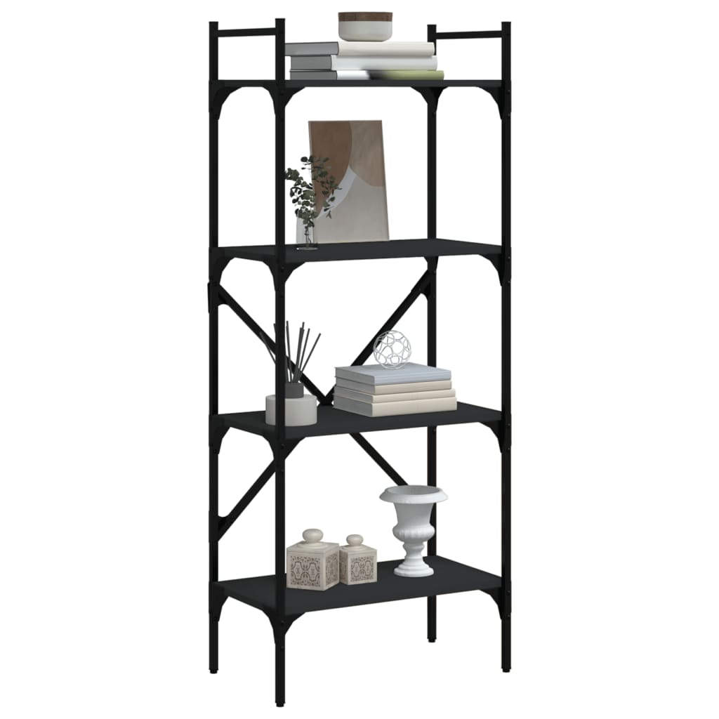 vidaXL Bücherregal 4 Fächer Schwarz 56x31,5x138,5 cm Holzwerkstoff