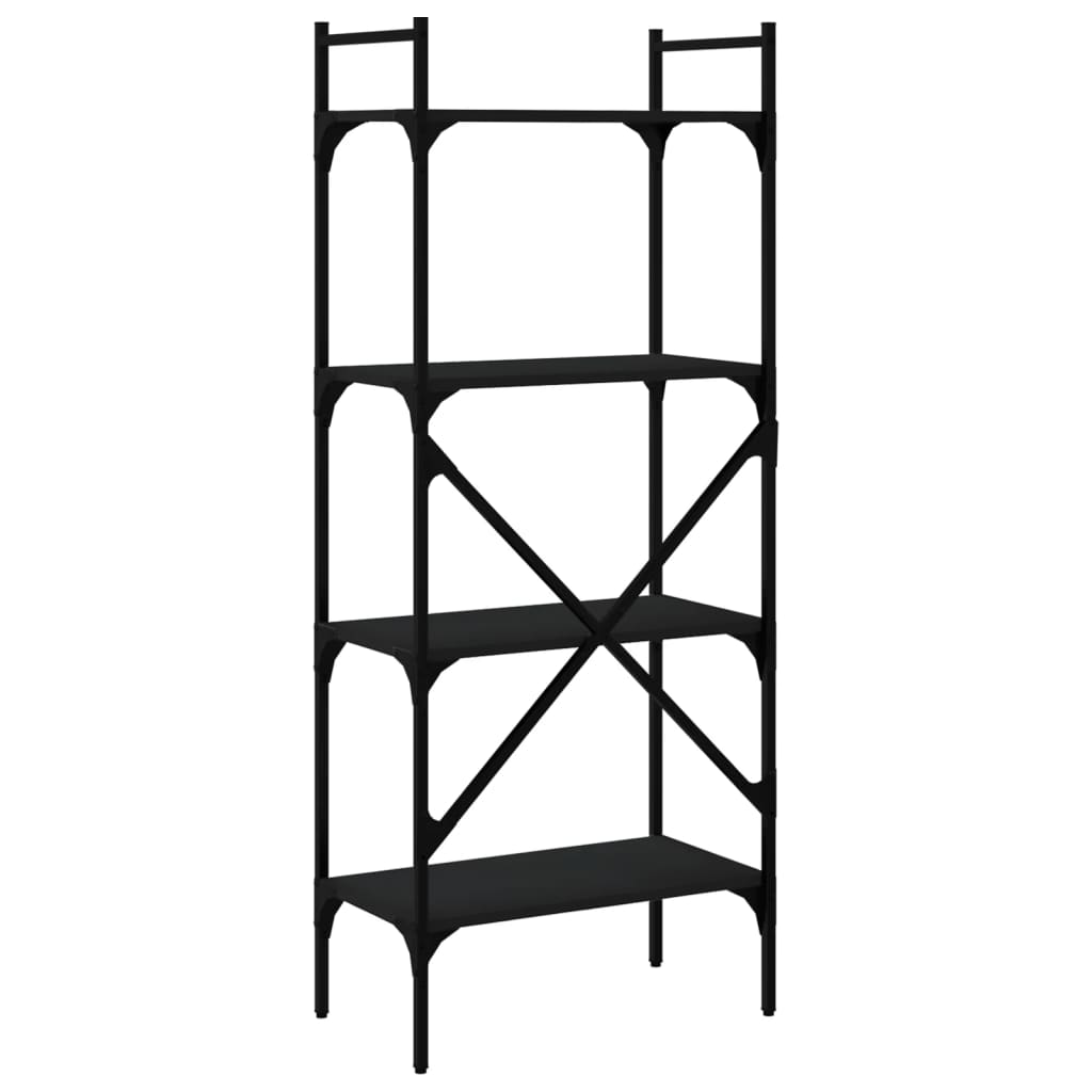 vidaXL Bücherregal 4 Fächer Schwarz 56x31,5x138,5 cm Holzwerkstoff