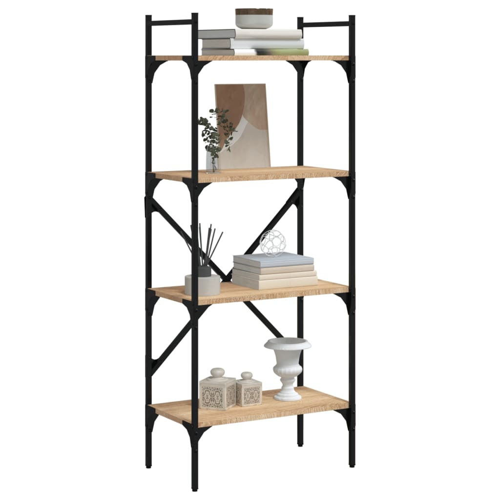 vidaXL Bücherregal 4 Fächer Sonoma-Eiche 56x31,5x138,5cm Holzwerkstoff