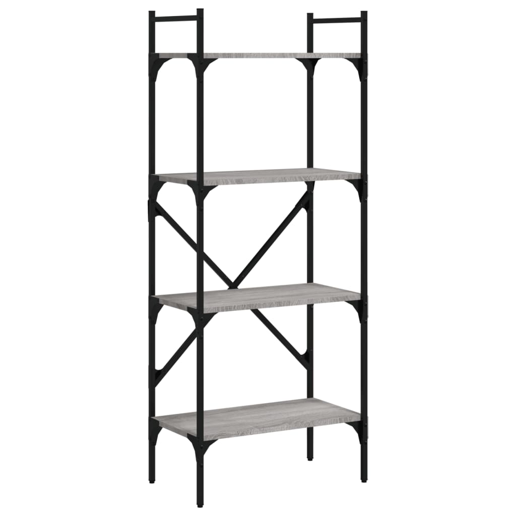 vidaXL Bücherregal 4 Fächer Grau Sonoma 56x31,5x138,5 cm Holzwerkstoff