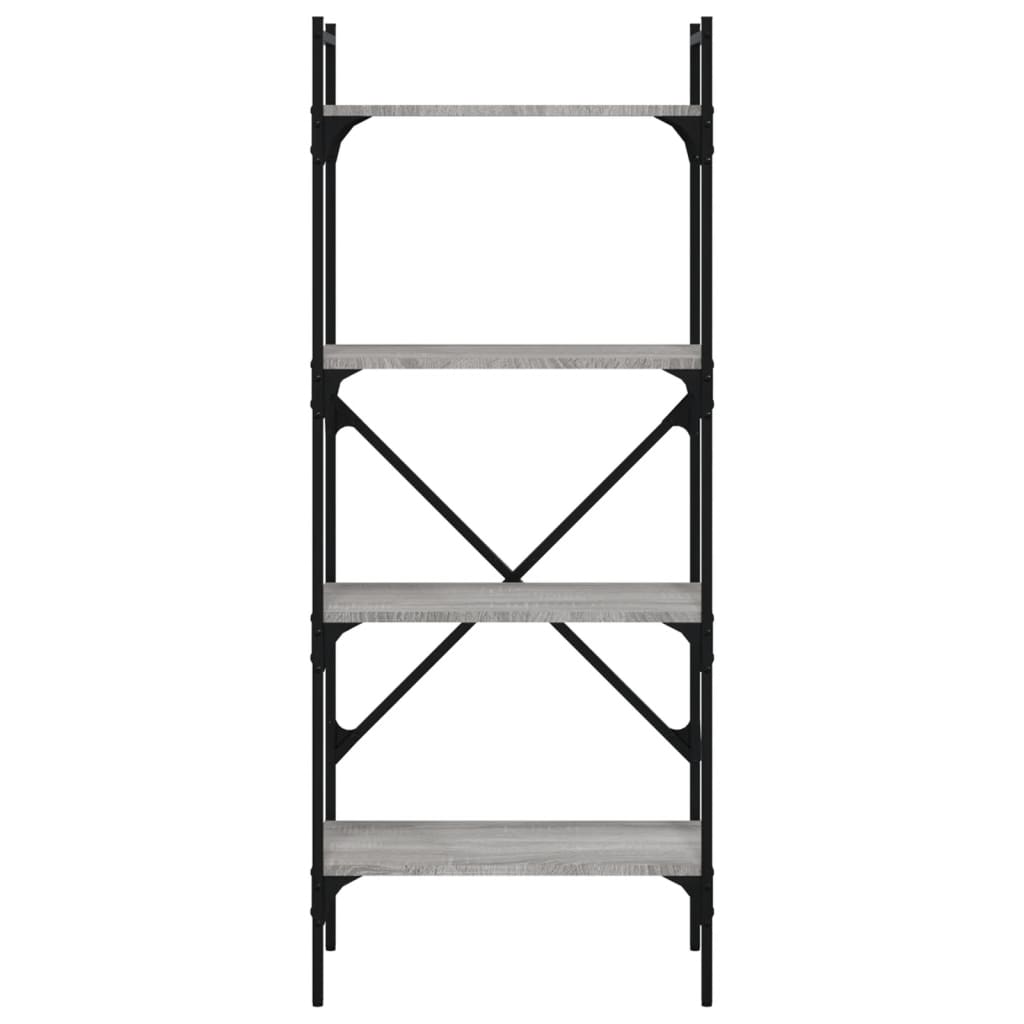 vidaXL Bücherregal 4 Fächer Grau Sonoma 56x31,5x138,5 cm Holzwerkstoff