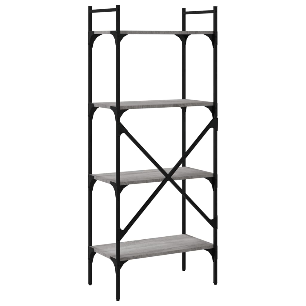 vidaXL Bücherregal 4 Fächer Grau Sonoma 56x31,5x138,5 cm Holzwerkstoff