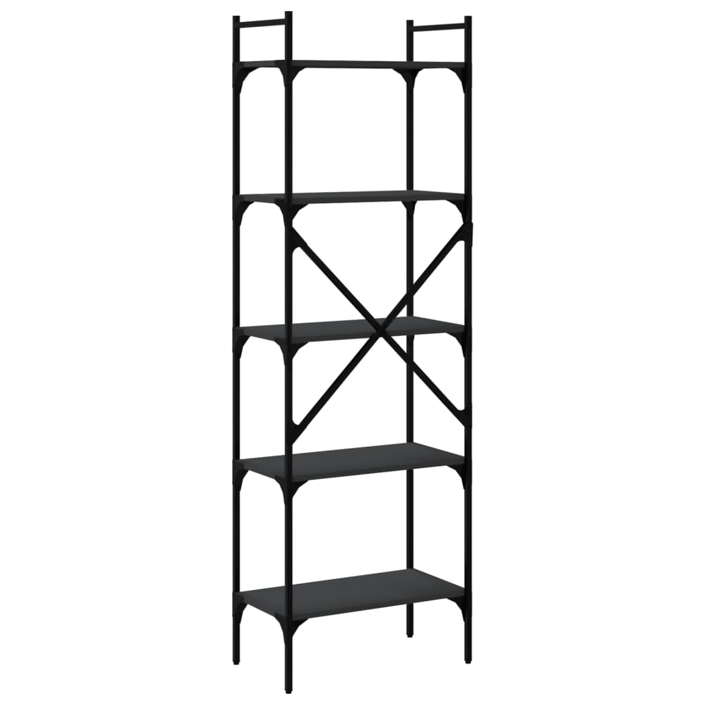 vidaXL Bücherregal 5 Fächer Schwarz 56x31,5x174 cm Holzwerkstoff