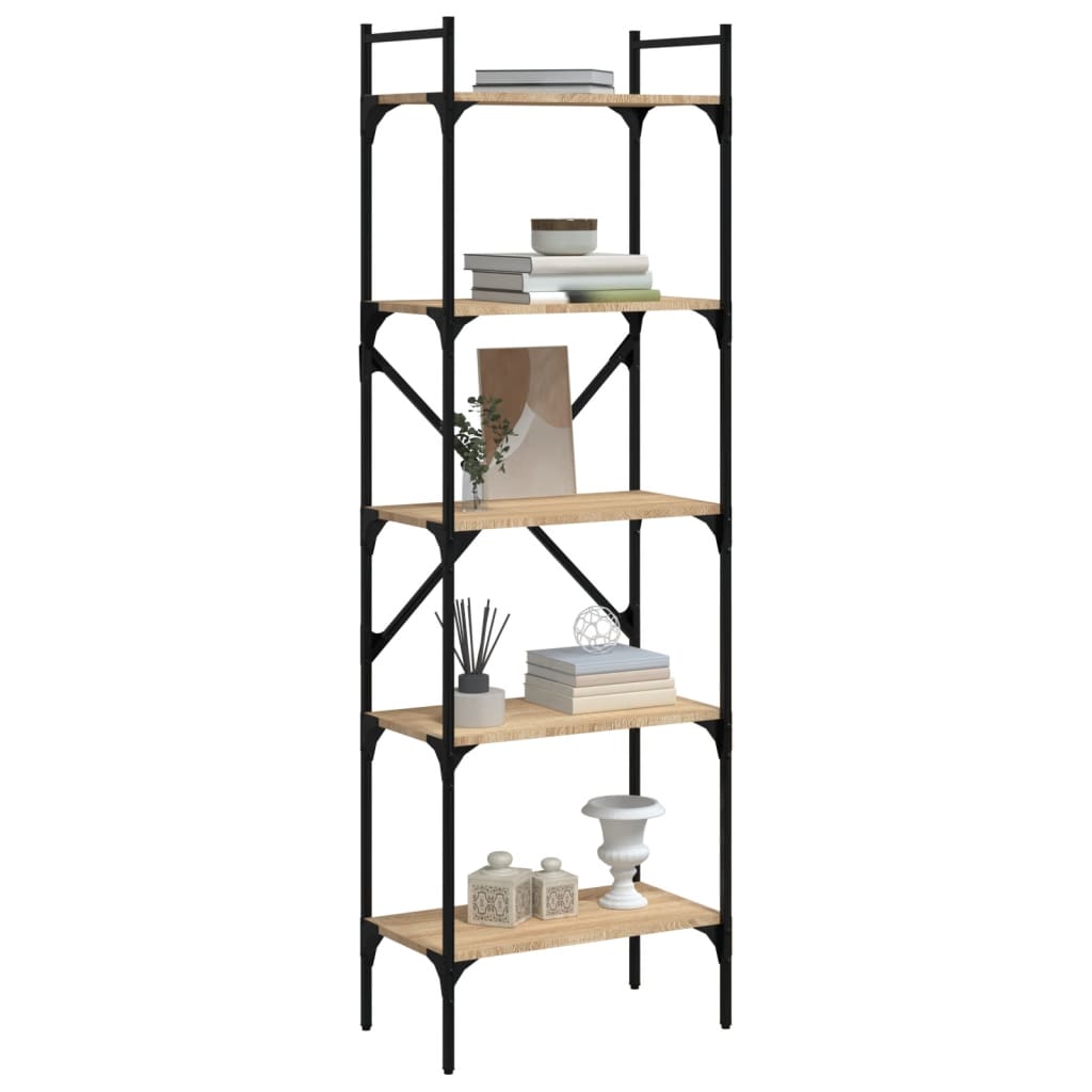 vidaXL Bücherregal 5 Fächer Sonoma-Eiche 56x31,5x174 cm Holzwerkstoff
