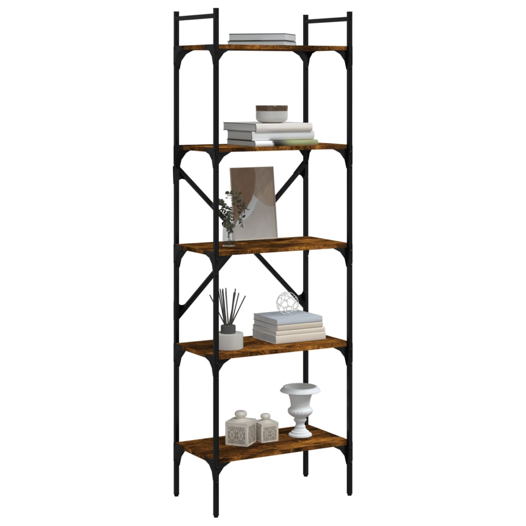 vidaXL Bücherregal 5 Fächer Räuchereiche 56x31,5x174 cm Holzwerkstoff