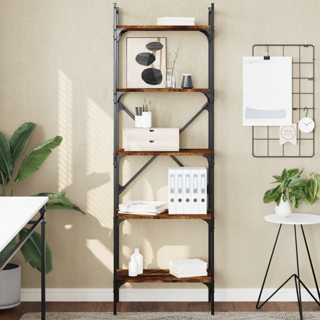 vidaXL Bücherregal 5 Fächer Räuchereiche 56x31,5x174 cm Holzwerkstoff