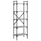 vidaXL Bücherregal 5 Fächer Grau Sonoma 56x31,5x174 cm Holzwerkstoff
