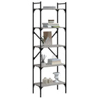 vidaXL Bücherregal 5 Fächer Grau Sonoma 56x31,5x174 cm Holzwerkstoff