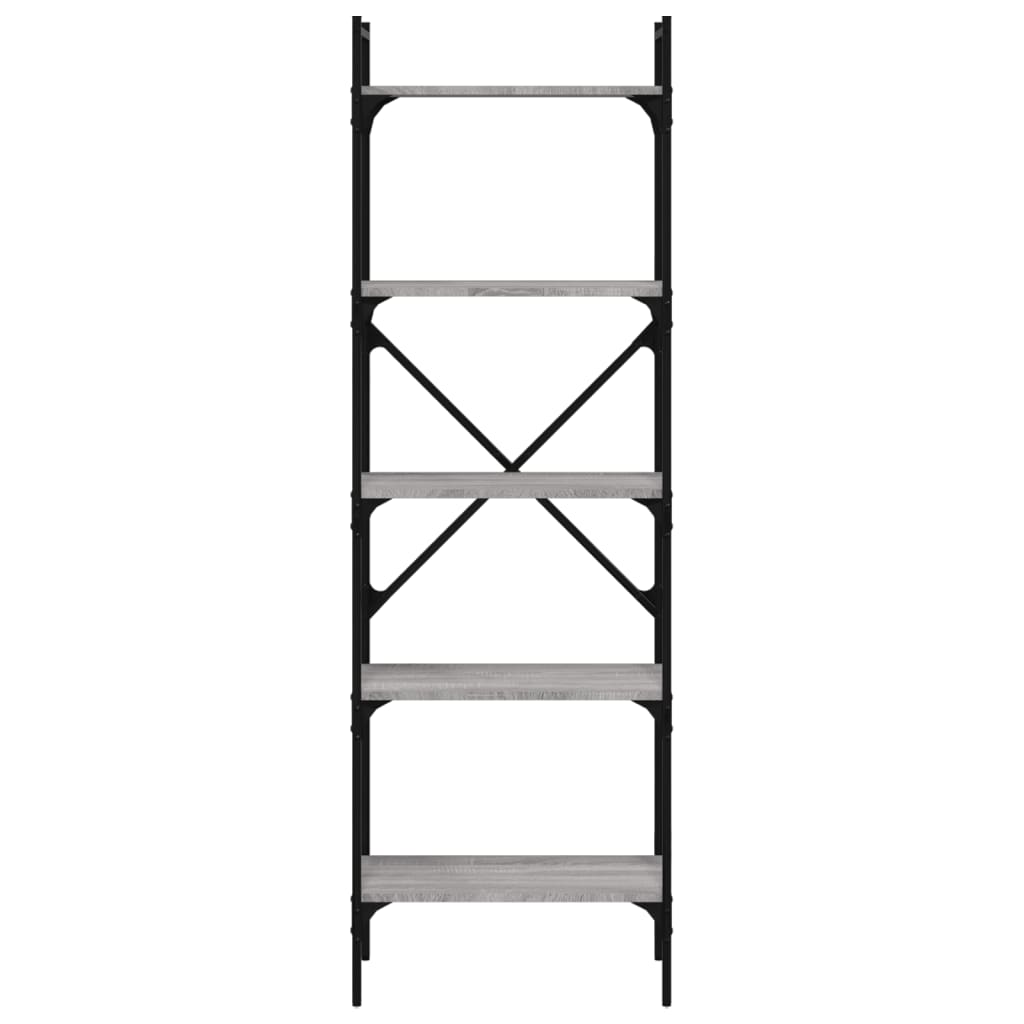 vidaXL Bücherregal 5 Fächer Grau Sonoma 56x31,5x174 cm Holzwerkstoff
