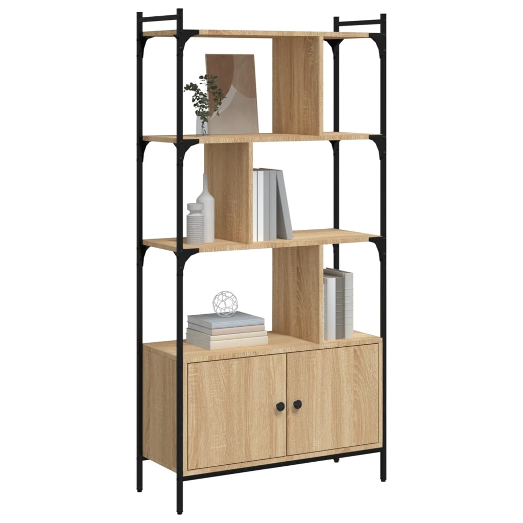 vidaXL Bücherregal mit Türen Sonoma-Eiche 76,5 x 30 x 154,5 cm Holzwerkstoff