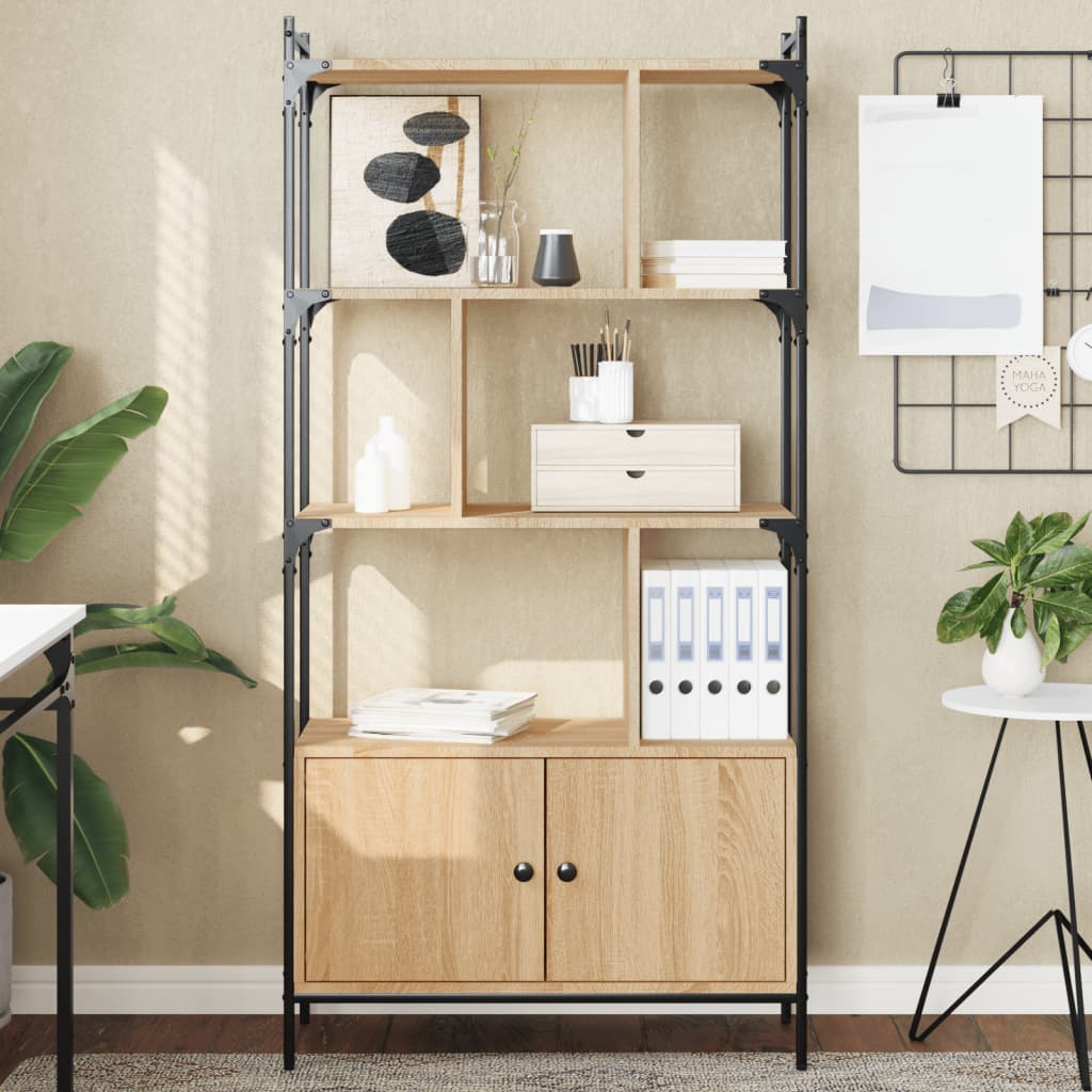 vidaXL Bücherregal mit Türen Sonoma-Eiche 76,5 x 30 x 154,5 cm Holzwerkstoff
