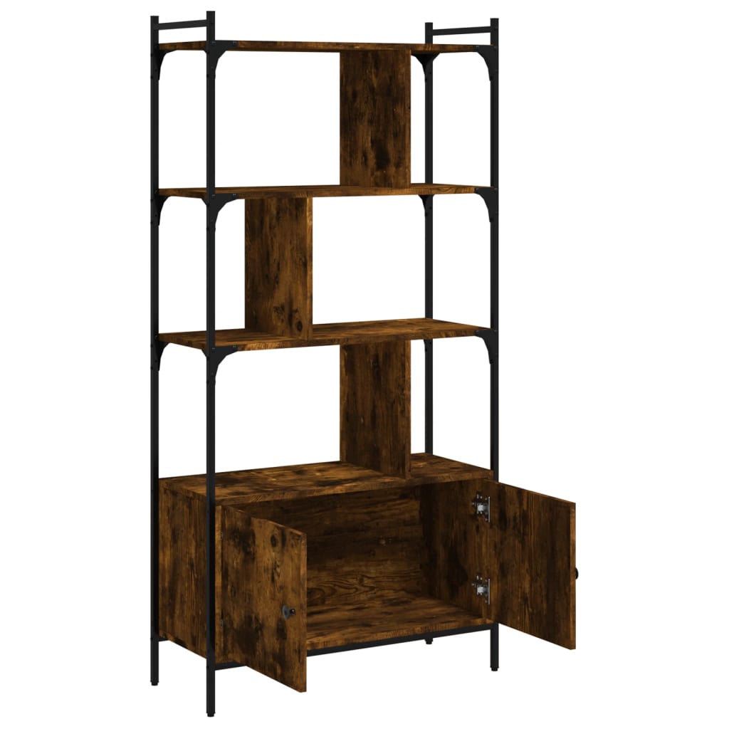 vidaXL Bücherregal mit Tür Räuchereiche 76,5x30x154,5 cm Holzwerkstoff