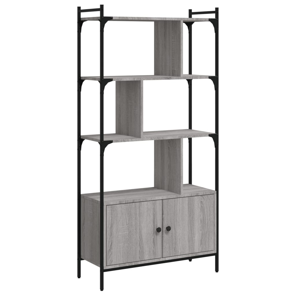 vidaXL Bücherregal mit Türen Grau Sonoma 76,5x30x154,5cm Holzwerkstoff