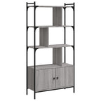 vidaXL Bücherregal mit Türen Grau Sonoma 76,5x30x154,5cm Holzwerkstoff