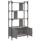 vidaXL Bücherregal mit Türen Grau Sonoma 76,5x30x154,5cm Holzwerkstoff