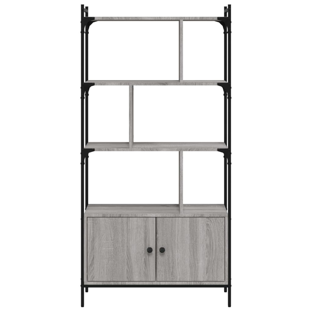 vidaXL Bücherregal mit Türen Grau Sonoma 76,5x30x154,5cm Holzwerkstoff