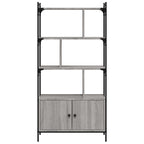 vidaXL Bücherregal mit Türen Grau Sonoma 76,5x30x154,5cm Holzwerkstoff