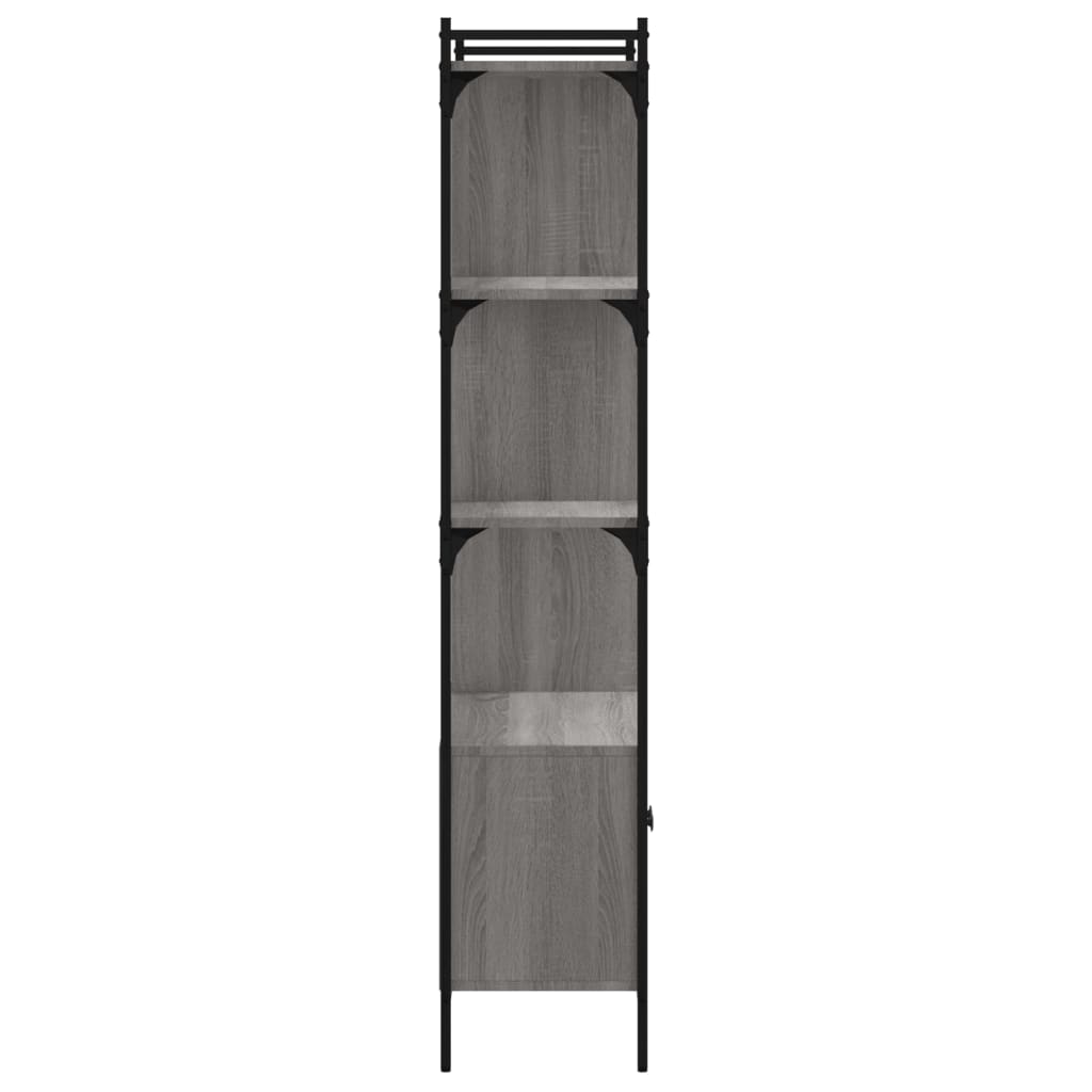 vidaXL Bücherregal mit Türen Grau Sonoma 76,5x30x154,5cm Holzwerkstoff