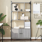 vidaXL Bücherregal mit Türen Grau Sonoma 76,5x30x154,5cm Holzwerkstoff