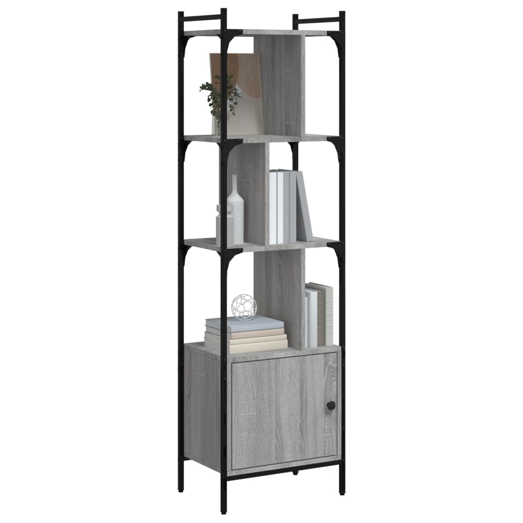 vidaXL Bücherregal mit Tür Grau Sonoma 44,5x30x154,5 cm Holzwerkstoff