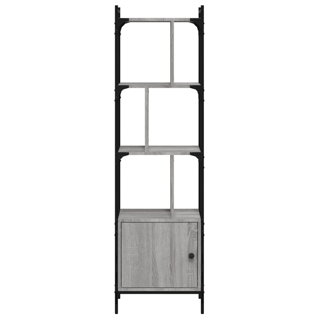 vidaXL Bücherregal mit Tür Grau Sonoma 44,5x30x154,5 cm Holzwerkstoff
