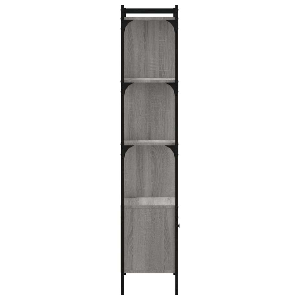 vidaXL Bücherregal mit Tür Grau Sonoma 44,5x30x154,5 cm Holzwerkstoff