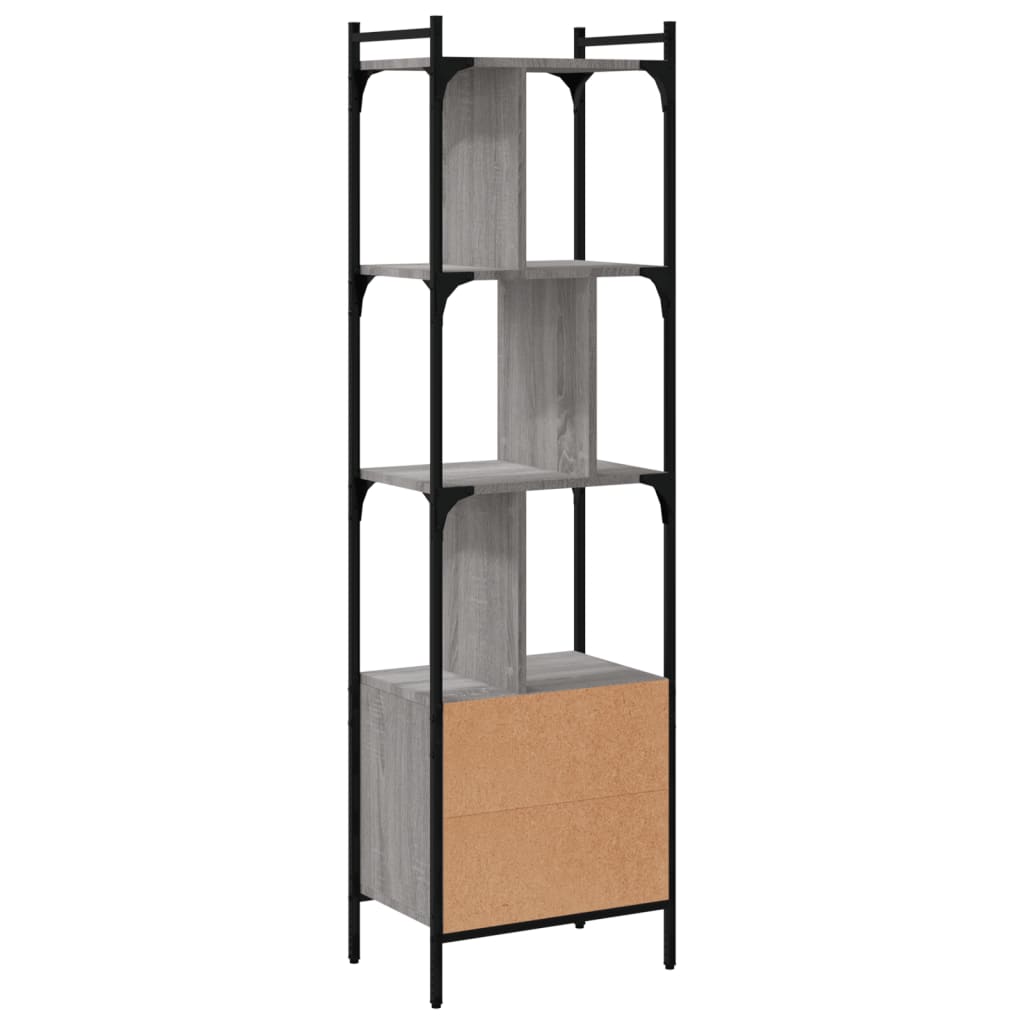 vidaXL Bücherregal mit Tür Grau Sonoma 44,5x30x154,5 cm Holzwerkstoff