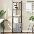 vidaXL Bücherregal mit Tür Grau Sonoma 44,5x30x154,5 cm Holzwerkstoff
