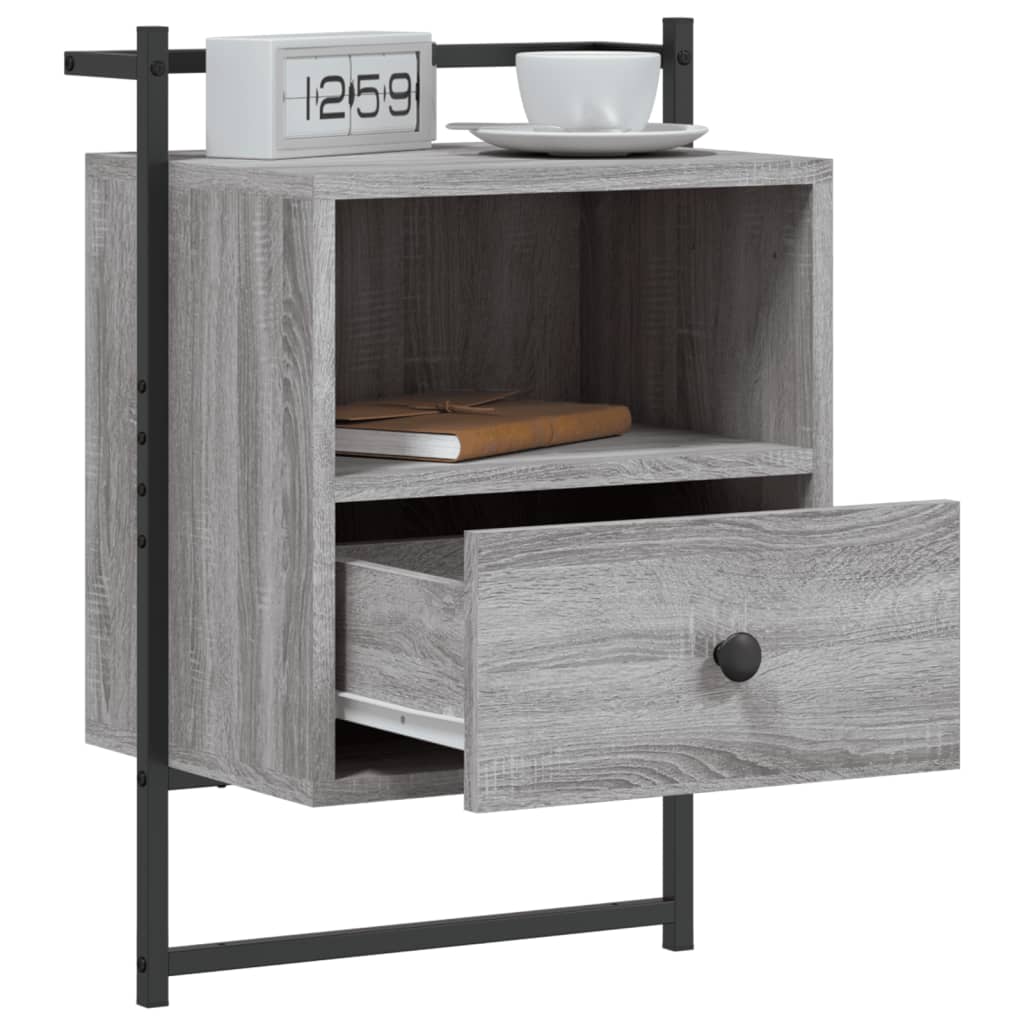 vidaXL Wand-Nachttisch Grau Sonoma 40x30x61 cm Holzwerkstoff