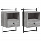 vidaXL Wand-Nachttische 2 Stk. Grau Sonoma 40x30x61 cm Holzwerkstoff