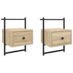 vidaXL Wand-Nachttische 2 Stk. Sonoma-Eiche 35x30x51 cm Holzwerkstoff