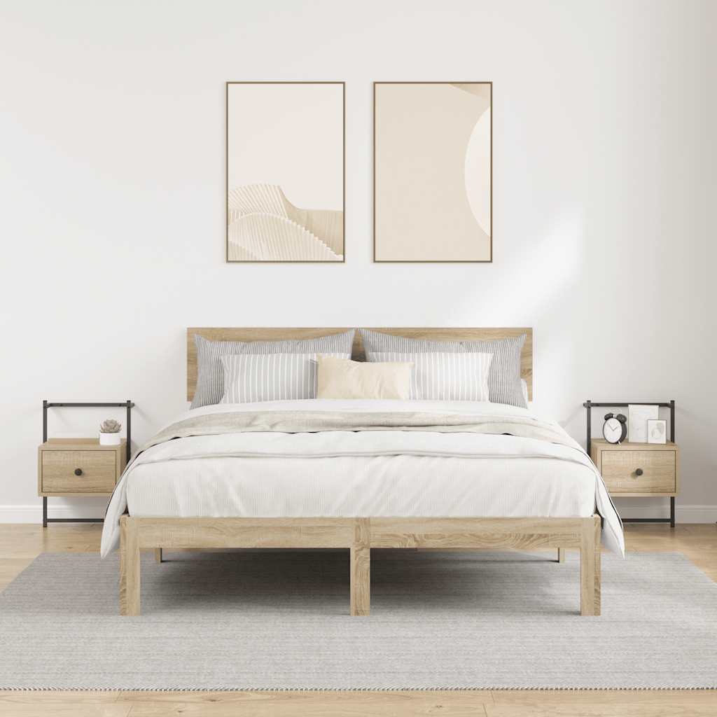 vidaXL Wand-Nachttische 2 Stk. Sonoma-Eiche 35x30x51 cm Holzwerkstoff