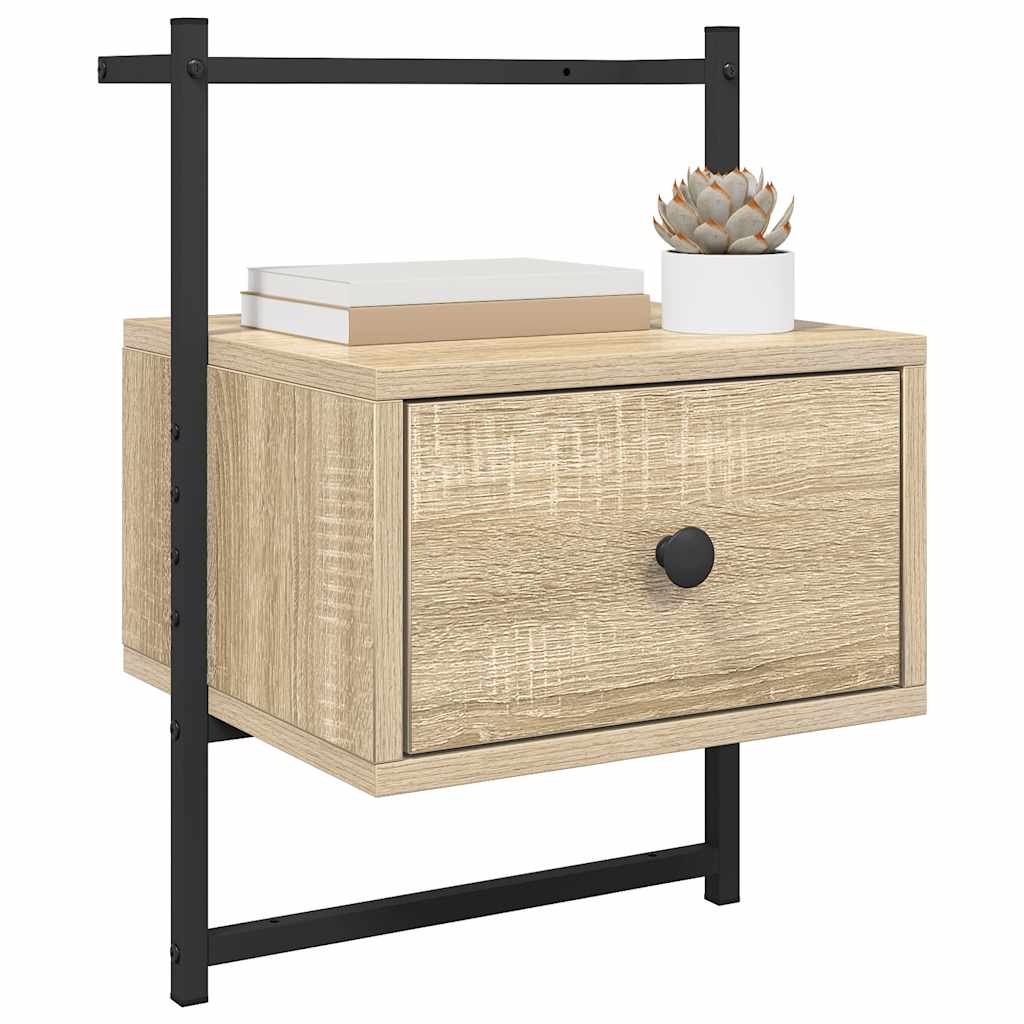 vidaXL Wand-Nachttische 2 Stk. Sonoma-Eiche 35x30x51 cm Holzwerkstoff