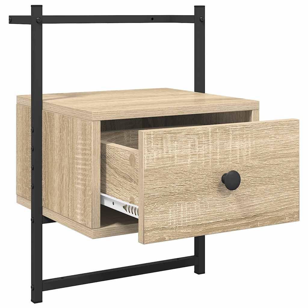 vidaXL Wand-Nachttische 2 Stk. Sonoma-Eiche 35x30x51 cm Holzwerkstoff