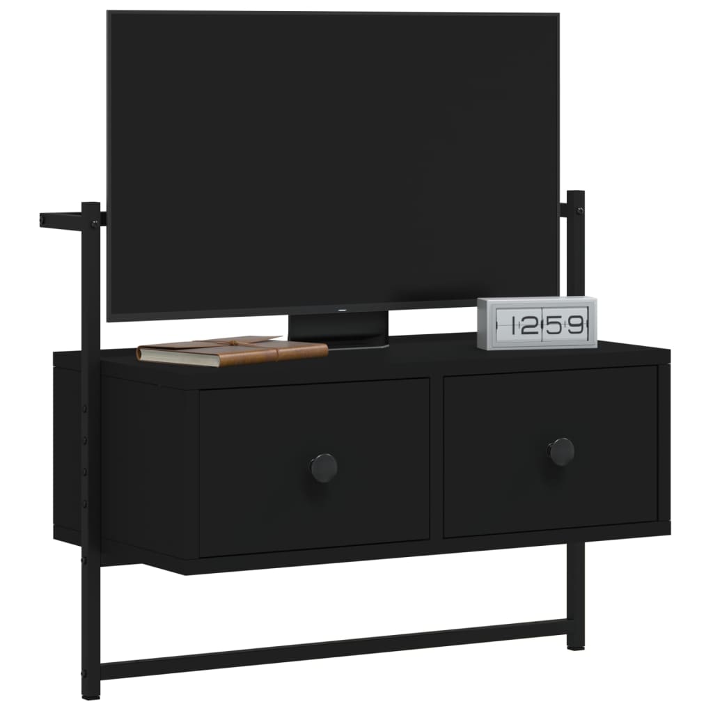 vidaXL TV-Wandschrank Schwarz 60,5x30x51 cm Holzwerkstoff