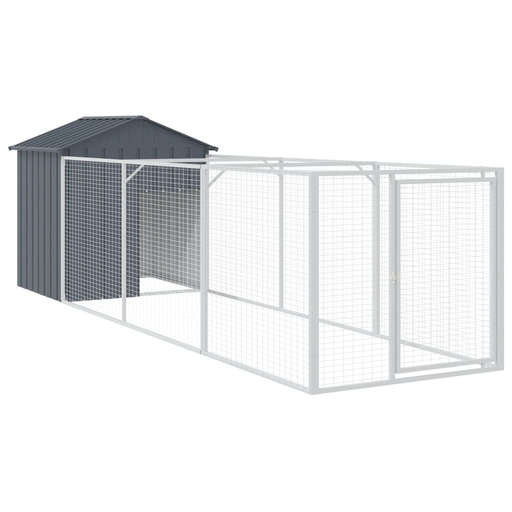 vidaXL Hundehütte mit Dach Anthrazit 117x405x123 cm Verzinkter Stahl