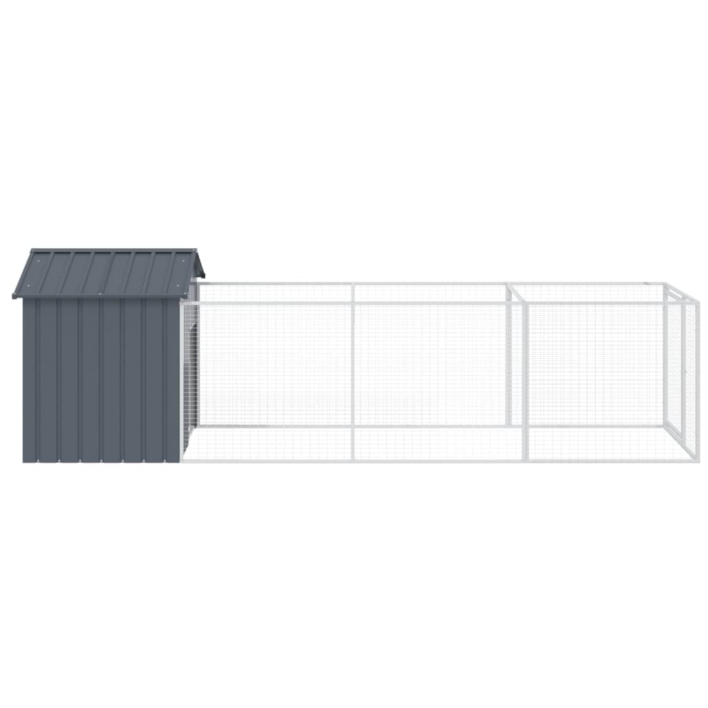 vidaXL Hundehütte mit Dach Anthrazit 117x405x123 cm Verzinkter Stahl