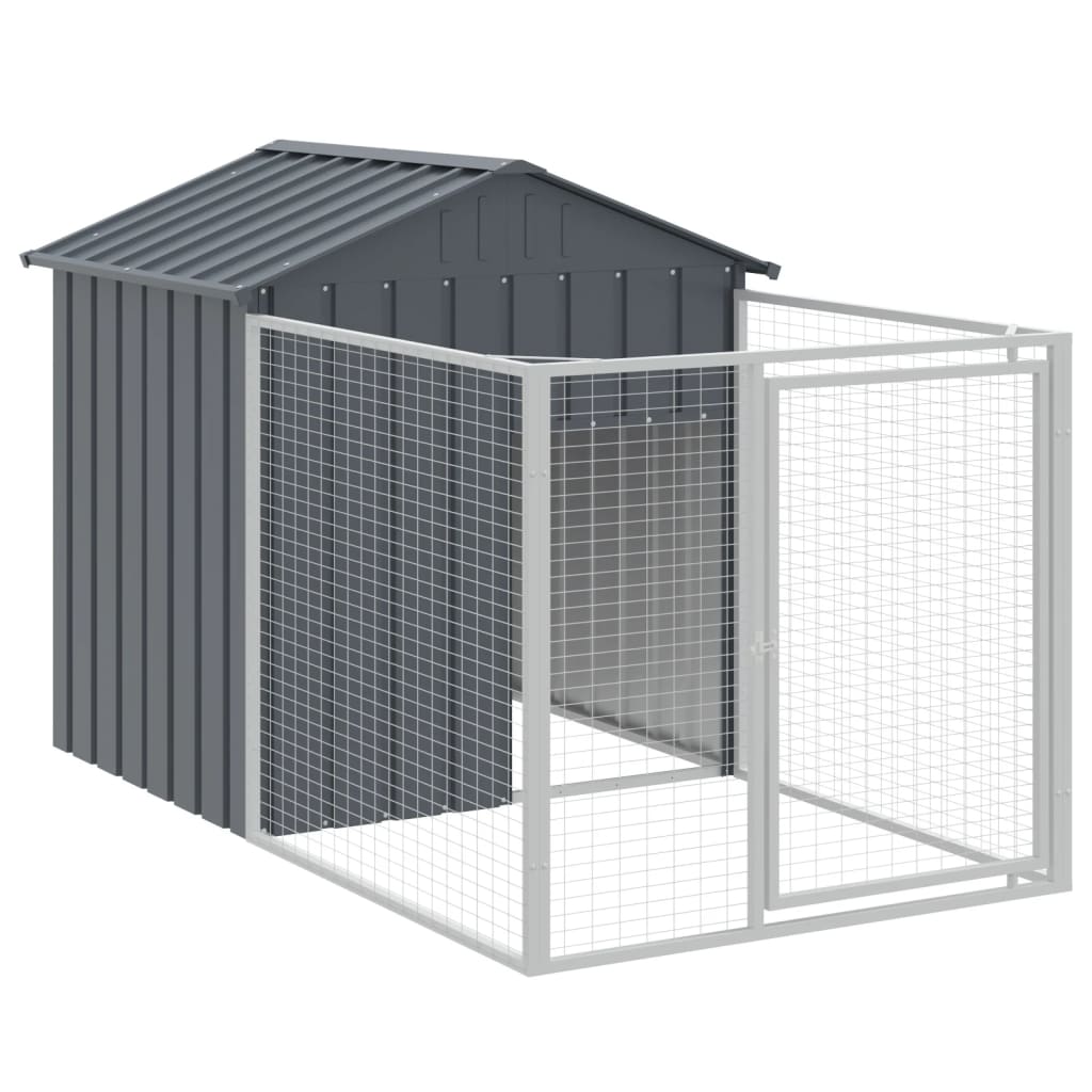 vidaXL Hundehütte mit Dach Anthrazit 117x405x123 cm Verzinkter Stahl