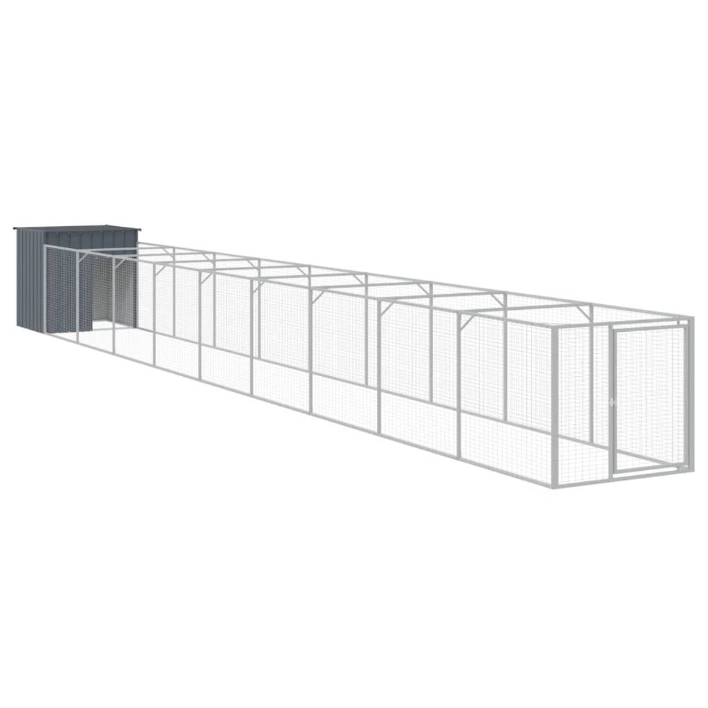 vidaXL Hundehütte mit Auslauf Anthrazit 110x1017x110 cm Stahl Verzinkt