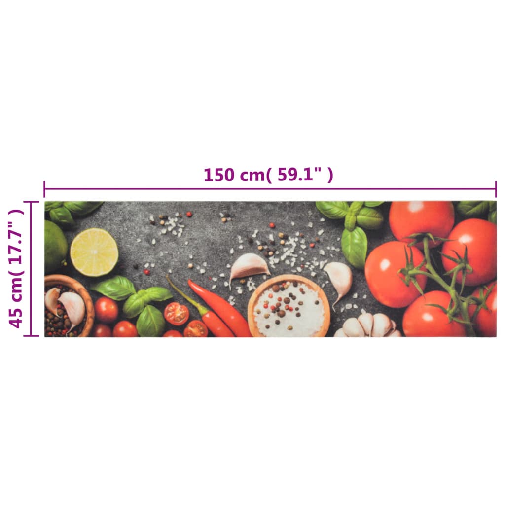 vidaXL Küchenteppich Waschbar Gemüse 45x150 cm Samt